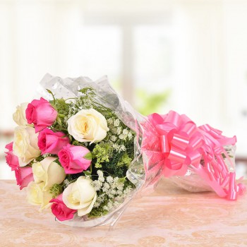 Pink & White Roses Bunch